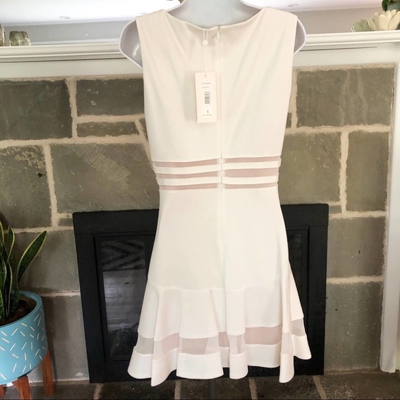 ERIN FETHERSTON | Tessa White Mesh Nude Dress 6 Flounce Mesh - Picture 7 of 11